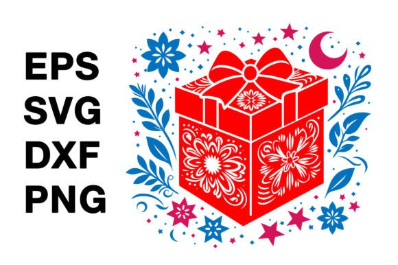 A Decorated Gift Box Graphic for Premium Packaging Design