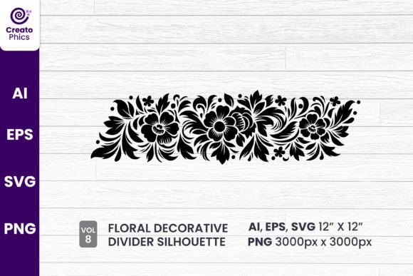 A Floral Divider Silhouette for Professional Graphic Design