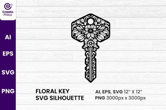 Crafting Elegance: A Floral Key SVG for Graphics & Projects