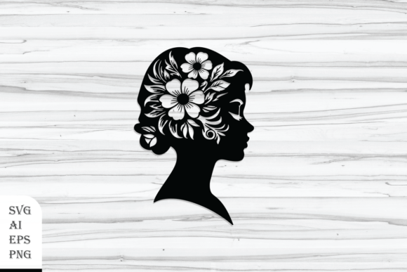 Crafting Elegant Graphics: The Woman Head Silhouette Asset