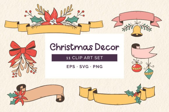 Crafting with Hand-Drawn Christmas Ribbon Graphics