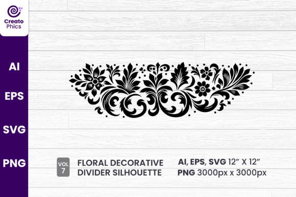 Floral Decorative Divider Silhouette 7: A Graphics Gem