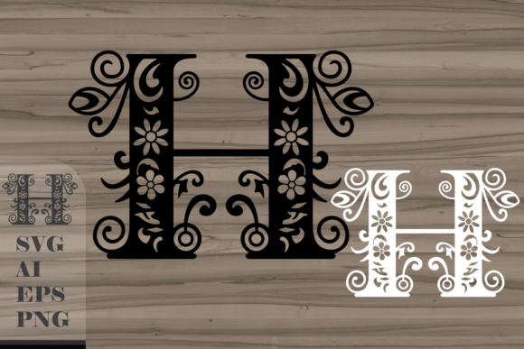 Floral Decorative Letter H: A Versatile Graphic Asset for Crafts