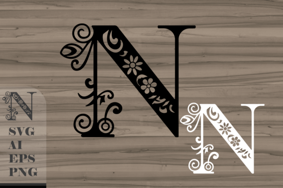 The Floral Decorative Letter N: A Crafted Graphic for Elegant Projects